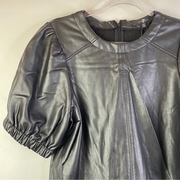 NWT 7 for All Mankind Short Sleeve Faux Leather Top Sz: XS - Picture 5 of 14